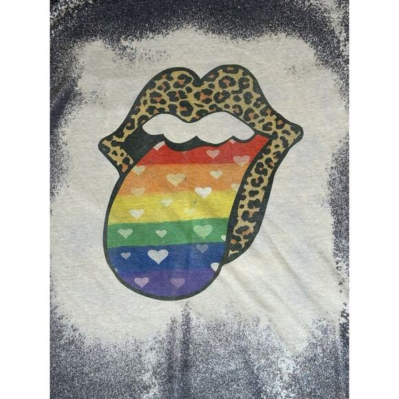 The Rolling Stones Rainbow Logo Leopard Mouth Tee Size Medium - Picture 2 of 8